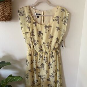 NWT A. Byer Yellow Floral Midi Dress